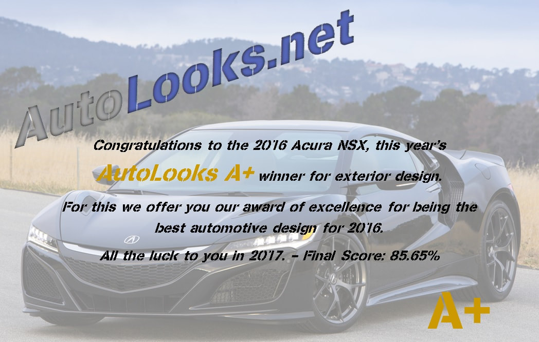 2016 Acura NSX A+ Award Certificate