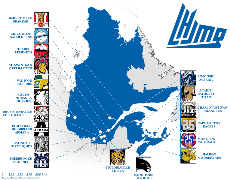 GMJHL Team Map