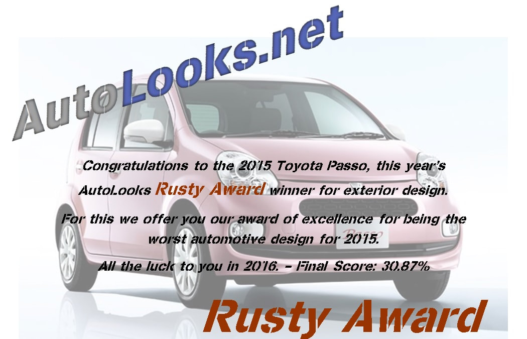 2015 Toyota Passo rusty award certificate