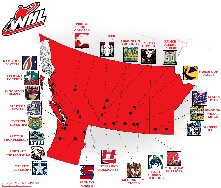 WHL Team Map